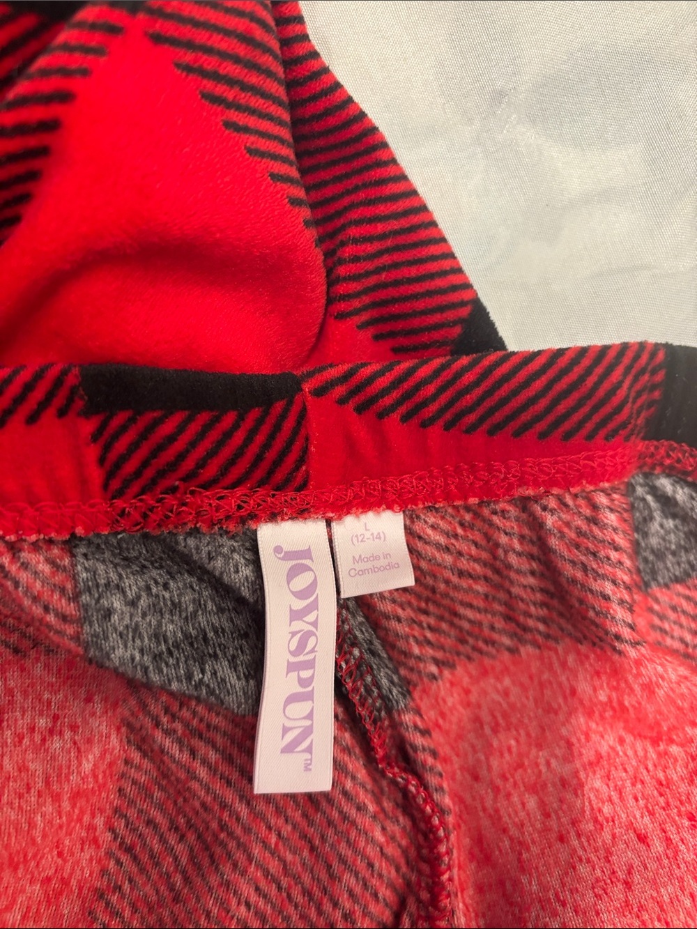 Joyspun Red & Black Buffalo Plaid Pajama Set Size L - Picture 5 of 8